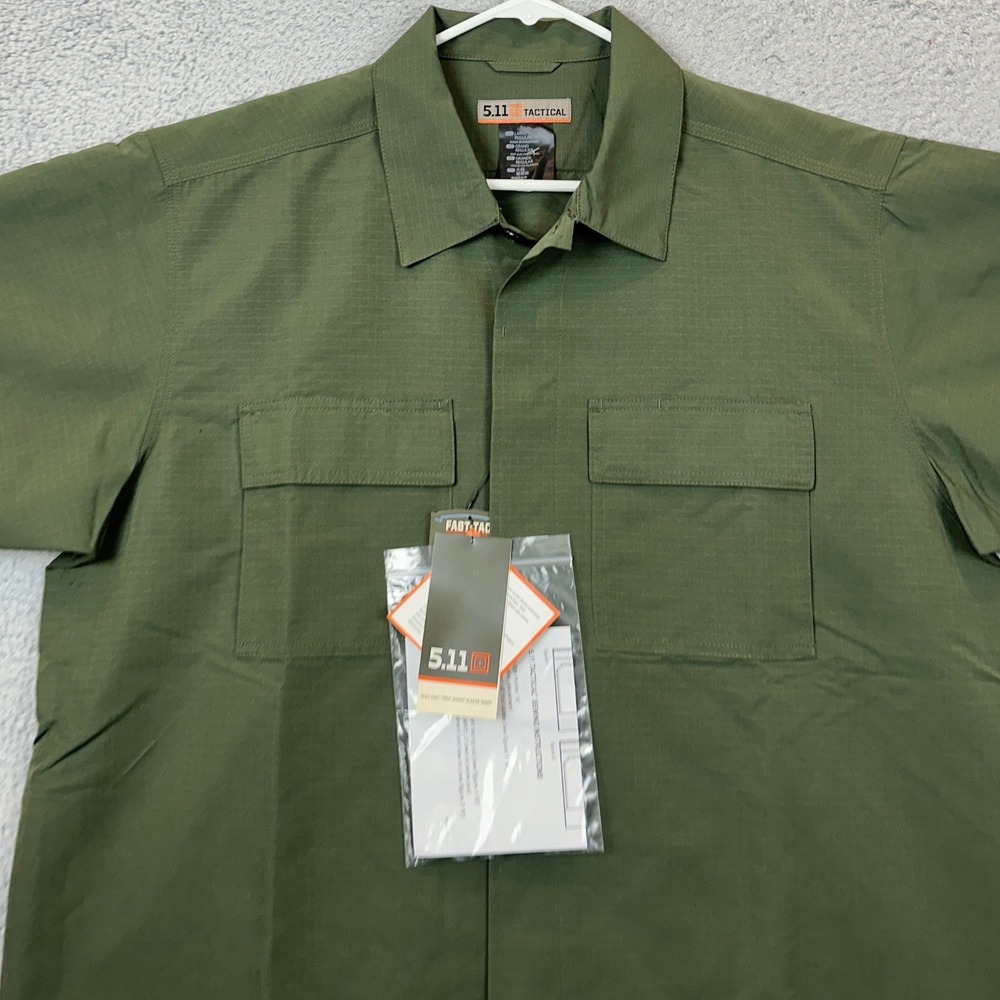 NEW 5.11 Tactical Shirt Mens Large Fast-Tac TDU Olive Green Short Sleeve Ripstop